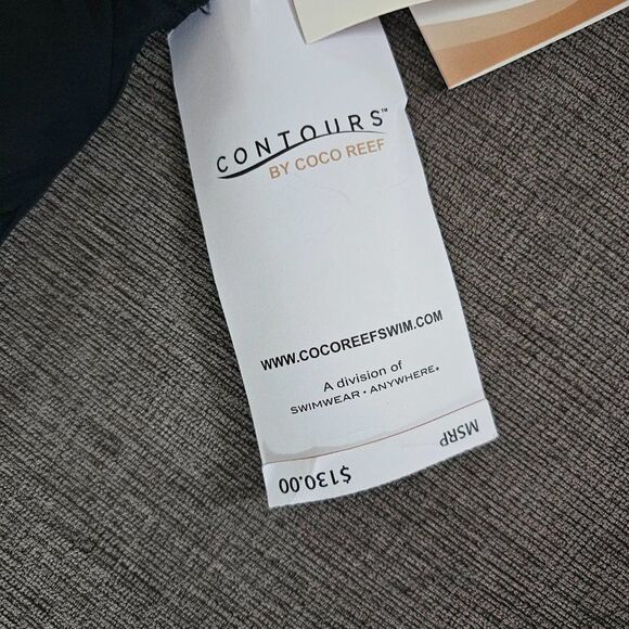 Contours Women's Black V-Neck Bra Sized Underwire 1-Piece Swimsuit Size 16 - Picture 11 of 14